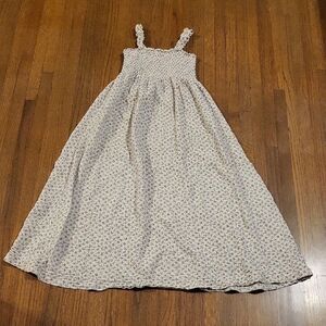 Lil Legs Green and Cream Sleeveless Floral Spaghetti Strap Sundress